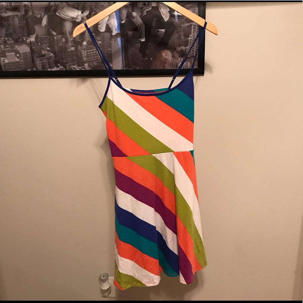 Xhilaration Horizontal Multi Color Skater Dress